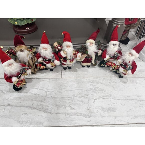 Lot of 7 Santa Claus Christmas Figurines Stand Alone 11" Tall Holiday Decor - Picture 1 of 3